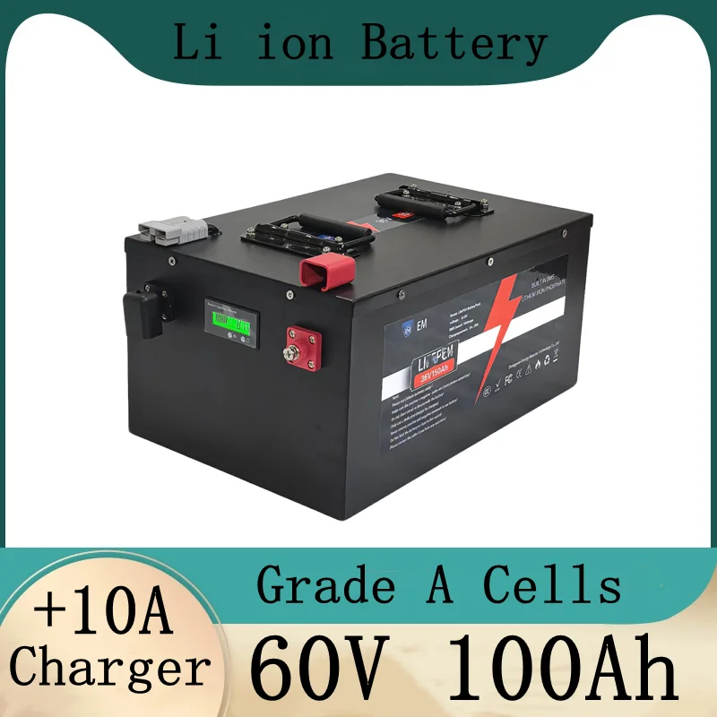 60v 100Ah Lithium battery li-ion High power 5000w for RV boat motor solar wind energy UPS + 10A charger Not lead acid
60v 100Ah Lithium battery li-ion High power 5000w for RV boat motor solar wind energy UPS + 10A charger Not lead acid