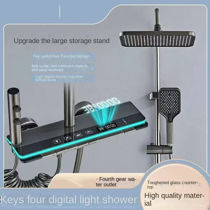 Intelligent Constant Temperature Shower Head Set with Copper Body, Hydroelectric Power Generation, LED4 Function, Piano Button
Intelligent Constant Temperature Shower Head Set with Copper Body, Hydroelectric Power Generation, LED4 Function, Piano Button