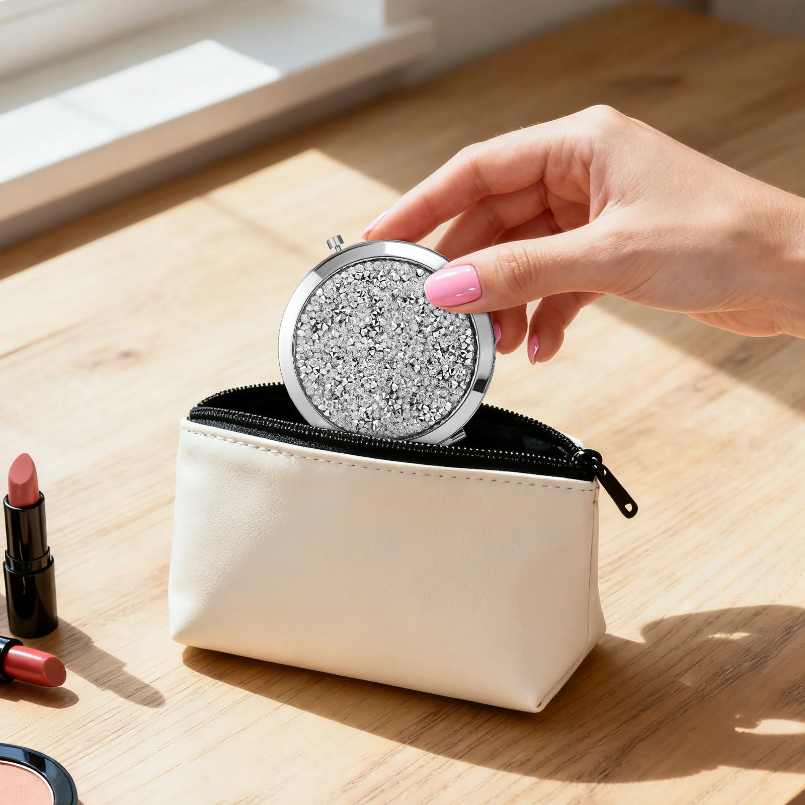 Small Round Compact Mirror Metal Makeup Mini Mirror Double Sided Portable for Travel Handbag Pocket Essential Girls Mini Mirrors
Small Round Compact Mirror Metal Makeup Mini Mirror Double Sided Portable for Travel Handbag Pocket Essential Girls Mini Mirrors