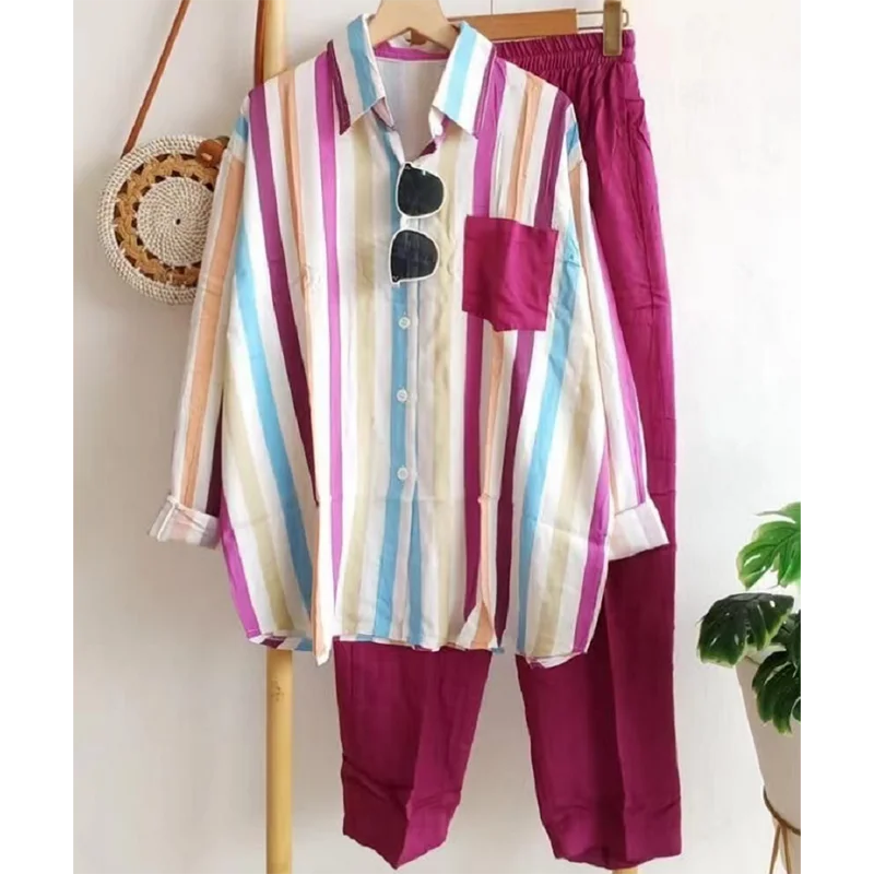 Women's Summer New Suit Women's 2024 Fashion Loose Button Suit Casual Long-Sleeved Trousers Comfortable And Cool Two-Piece Suit
Women's Summer New Suit Women's 2024 Fashion Loose Button Suit Casual Long-Sleeved Trousers Comfortable And Cool Two-Piece Suit