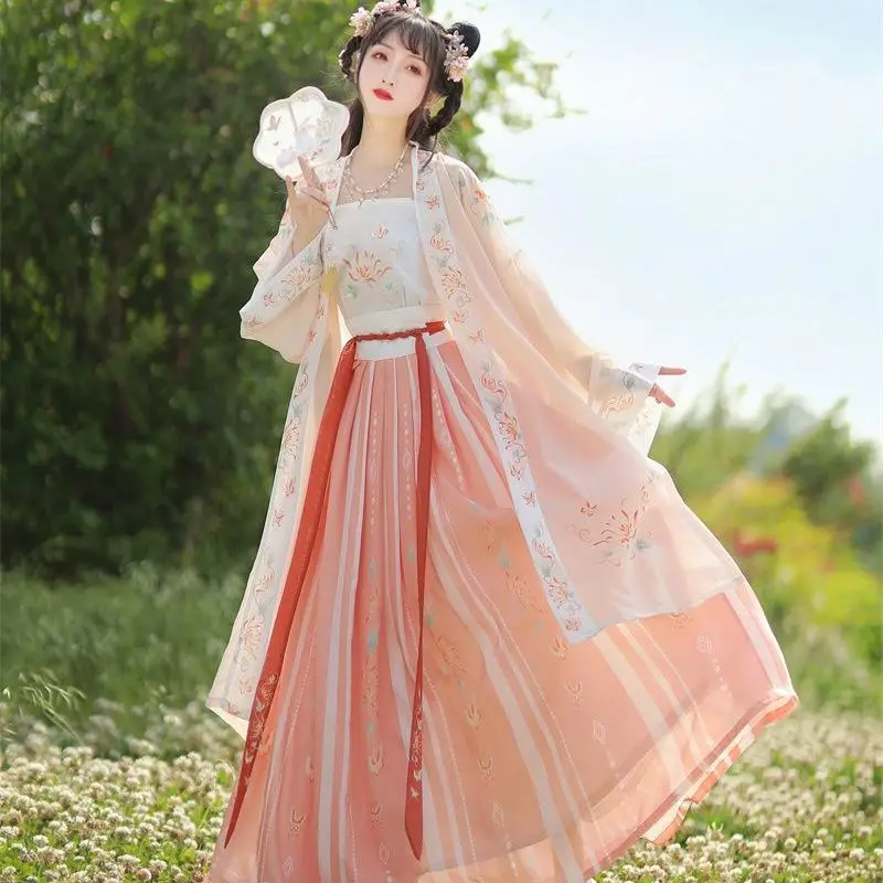Folk Dance Costume Retro Song Dynasty 3 Large Sleeves Gradient Princess Hanfu Women Plus Size Sparkles Star 요정 드레스
Folk Dance Costume Retro Song Dynasty 3 Large Sleeves Gradient Princess Hanfu Women Plus Size Sparkles Star 요정 드레스