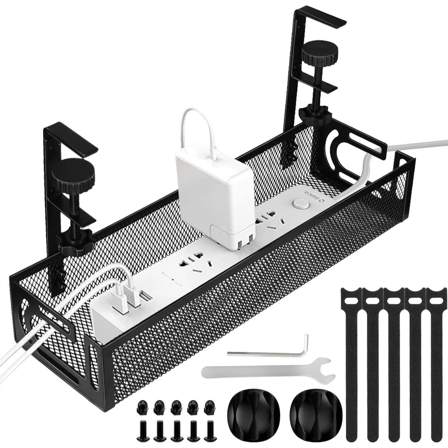 Under Desk Cable Management Tray No Drill, Wire Management Tray With Clamp, Cord Organizer For Home Office, Black
Under Desk Cable Management Tray No Drill, Wire Management Tray With Clamp, Cord Organizer For Home Office, Black