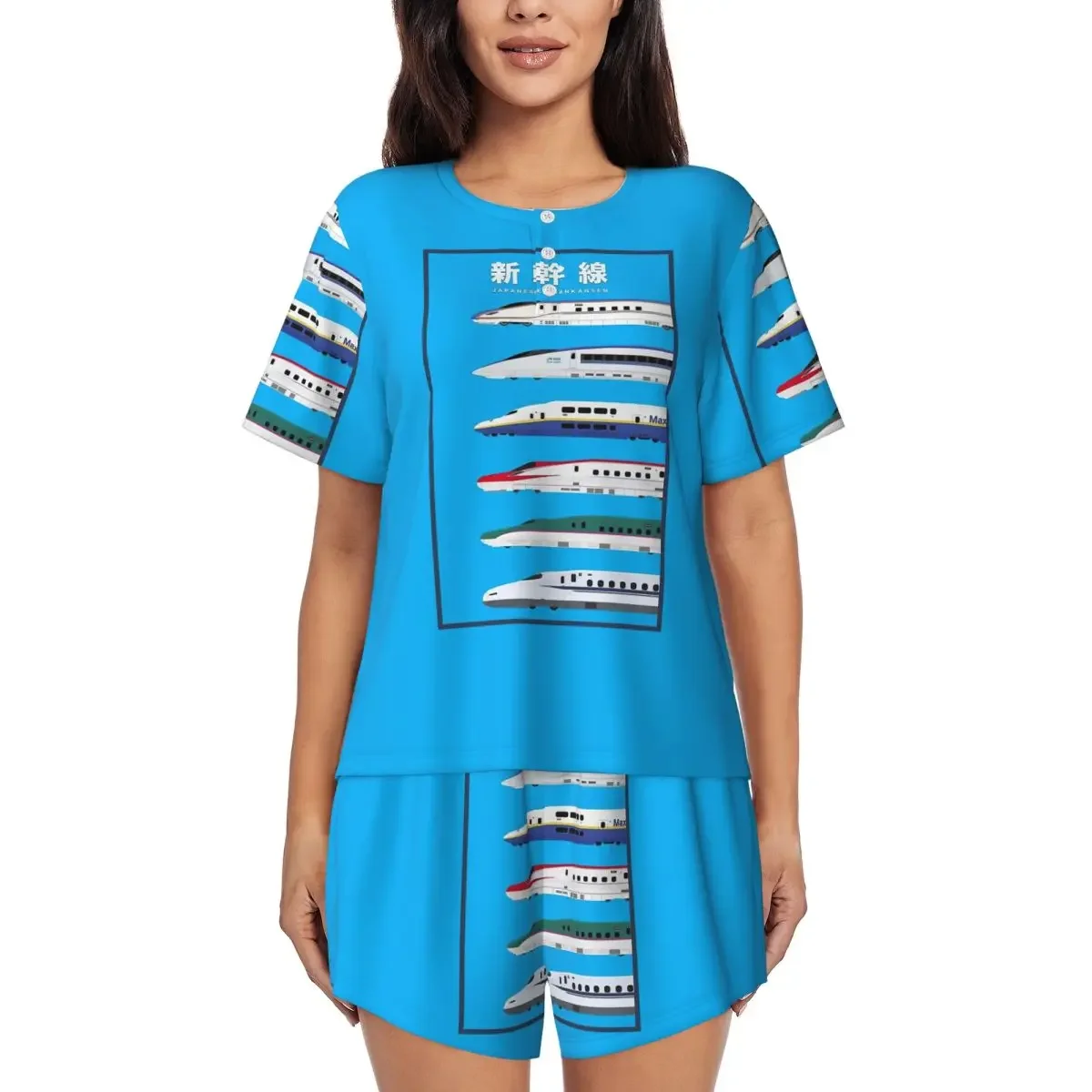 Japanese Shinkansen Bullet Trains Round Neck Short Sleeves Nightdress for Sleeping Sleepshirts Women Soft Pajama Set Short Pants
Japanese Shinkansen Bullet Trains Round Neck Short Sleeves Nightdress for Sleeping Sleepshirts Women Soft Pajama Set Short Pants
