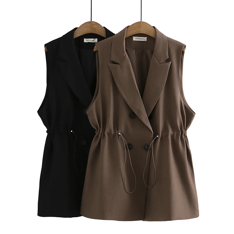 Fashionable Sleeveless Suit Jacket 2023 Autumn New Style Waist-Cinching Drawstring Double-Breasted plus Size Women's Vest
Fashionable Sleeveless Suit Jacket 2023 Autumn New Style Waist-Cinching Drawstring Double-Breasted plus Size Women's Vest