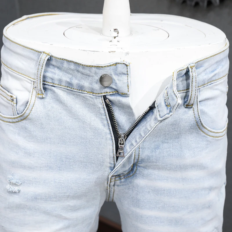 y2kStreet fashion boutiqueY2k men's retro light blue jeans elastic tight patch jeans men's designer hip-hop brand pants Hombre
y2kStreet fashion boutiqueY2k men's retro light blue jeans elastic tight patch jeans men's designer hip-hop brand pants Hombre