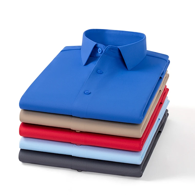 Hight quality nylon elastic long sleeve shirts for men slim fit formal plain shirt solid color office tops elegant black clothes
Hight quality nylon elastic long sleeve shirts for men slim fit formal plain shirt solid color office tops elegant black clothes