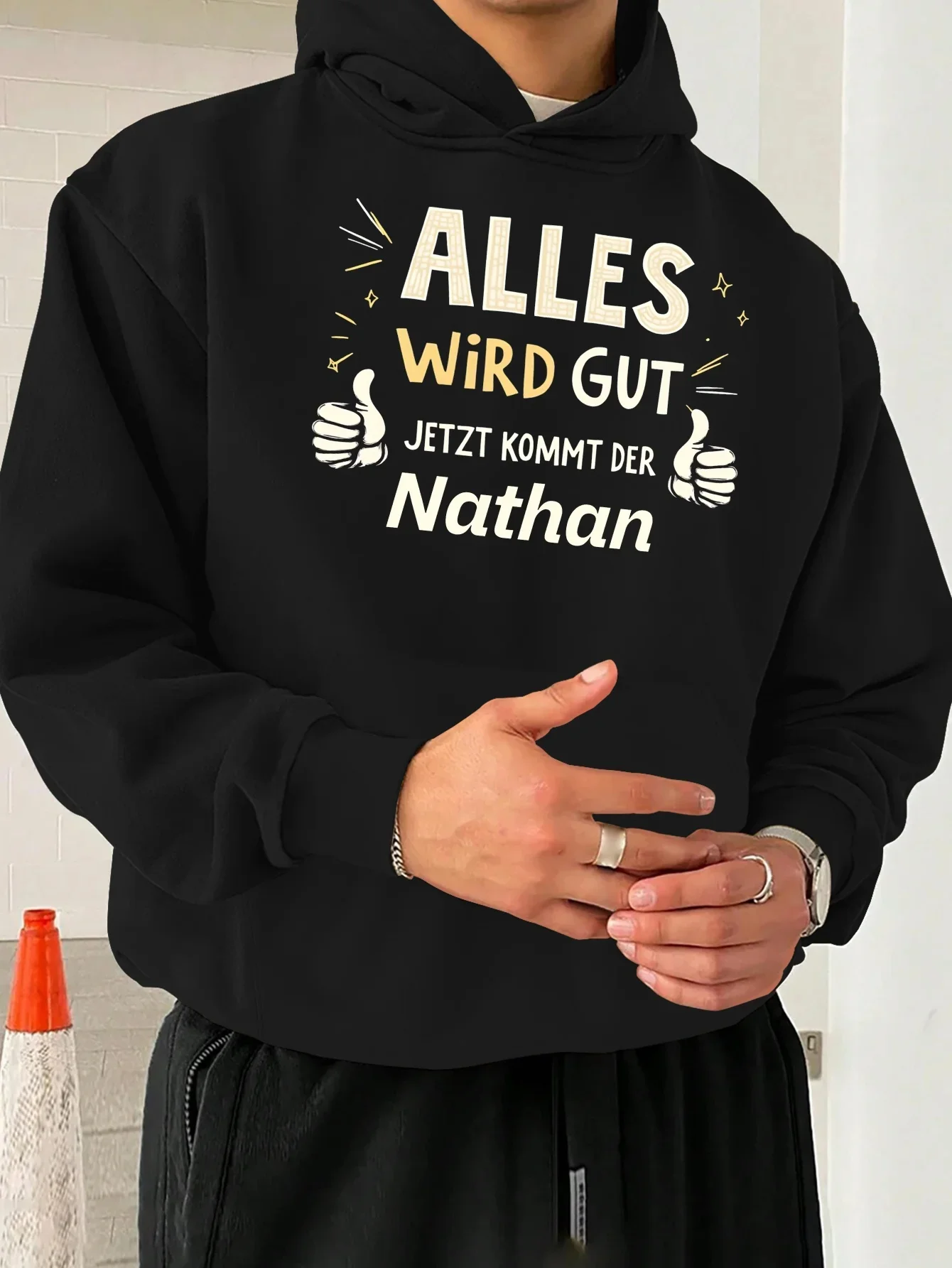 Men's hooded sweatshirt - "We are all good people" German quote, relaxed and loose fit, red with white text and stars
Men's hooded sweatshirt - "We are all good people" German quote, relaxed and loose fit, red with white text and stars