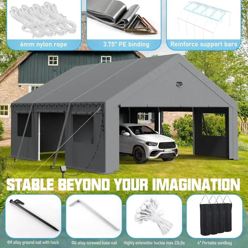 Portable Garage Carports with 4 Roll Up Doors, Heavy Duty Carports
Portable Garage Carports with 4 Roll Up Doors, Heavy Duty Carports