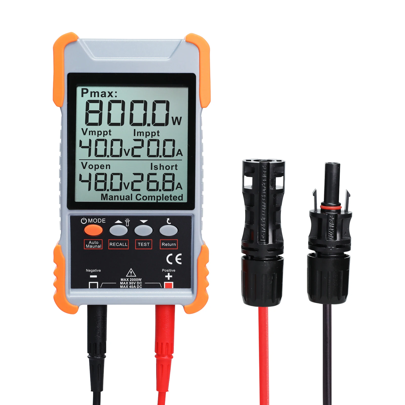 2000W MPPT Solar Panel Multimeter High-Precision PV Tester with LCD Display, 1250mAh Battery & Anti-Drop TPR Protection
2000W MPPT Solar Panel Multimeter High-Precision PV Tester with LCD Display, 1250mAh Battery & Anti-Drop TPR Protection