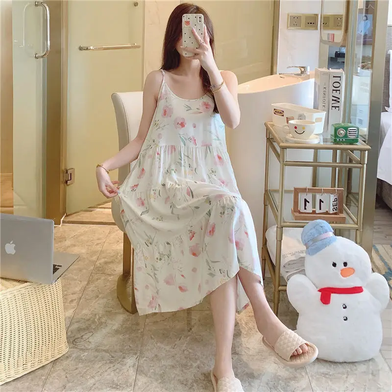 New Sexy Silk Cotton Pajama Women's Summer Thin Artificial Cotton Nightgown Large Size Home Clothes Can Be Worn outside
New Sexy Silk Cotton Pajama Women's Summer Thin Artificial Cotton Nightgown Large Size Home Clothes Can Be Worn outside