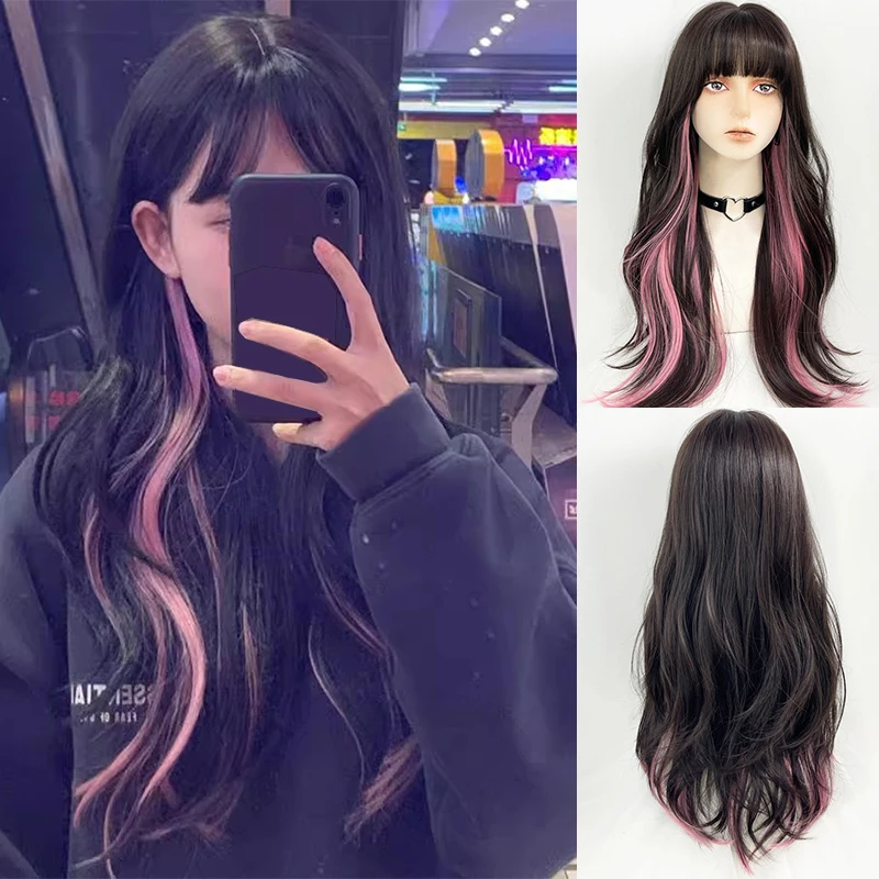 20 inch Long Wavy Black Wigs With Bangs Cosplay Party Lolita Synthetic Wigs For Women Hair
20 inch Long Wavy Black Wigs With Bangs Cosplay Party Lolita Synthetic Wigs For Women Hair
