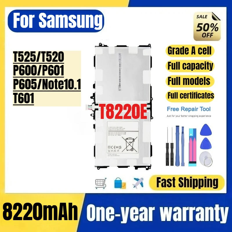T8220E for Samsung T525/T520/P600/P601/P605/Note10.1/T601 Tablet Battery High Quality High Capacity Replacement Bateria Tools
T8220E for Samsung T525/T520/P600/P601/P605/Note10.1/T601 Tablet Battery High Quality High Capacity Replacement Bateria Tools