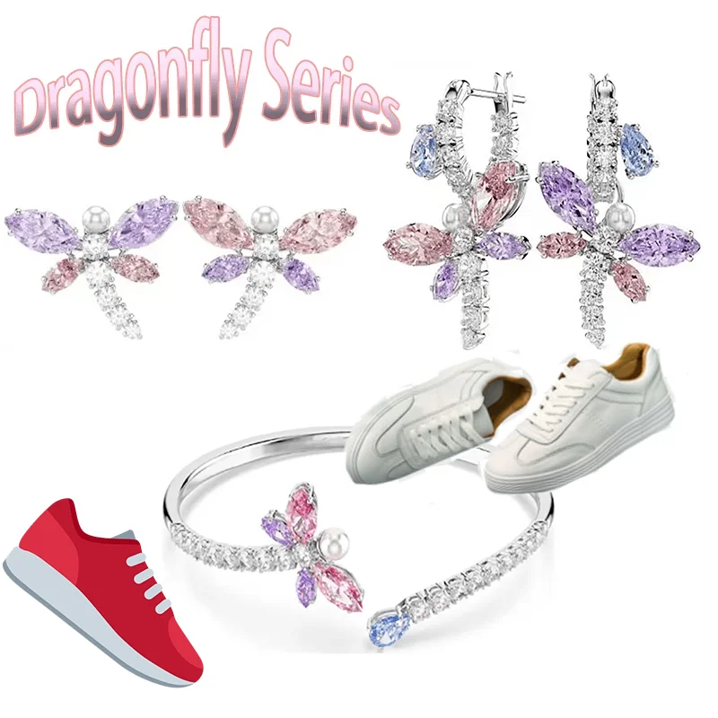 Elegant Dragonfly Crystal Jewelry Set - Earrings & Bangle Combo
Elegant Dragonfly Crystal Jewelry Set - Earrings & Bangle Combo