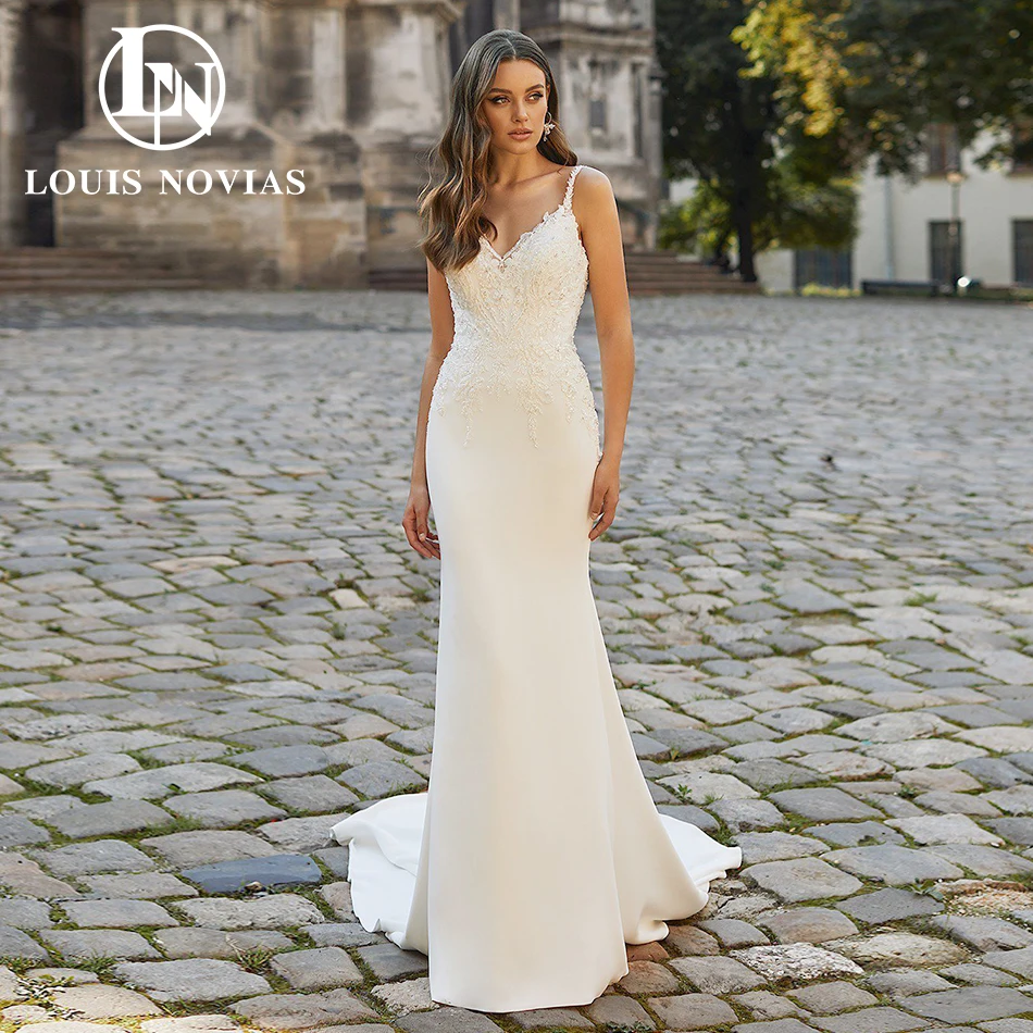 LOUIS NOVIAS Mermaid Wedding Dresses For Woman Spaghetti Straps Appliques Backless Sequined Satin Wedding Gown Vestidos De Novia
LOUIS NOVIAS Mermaid Wedding Dresses For Woman Spaghetti Straps Appliques Backless Sequined Satin Wedding Gown Vestidos De Novia