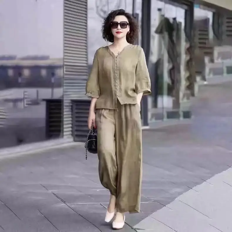 2026 New Summer Casual Fashion Loose and Comfortable Top Collar Show Wide Leg Pants Two-piece Set Cotton and Linen Women's Set
2026 New Summer Casual Fashion Loose and Comfortable Top Collar Show Wide Leg Pants Two-piece Set Cotton and Linen Women's Set