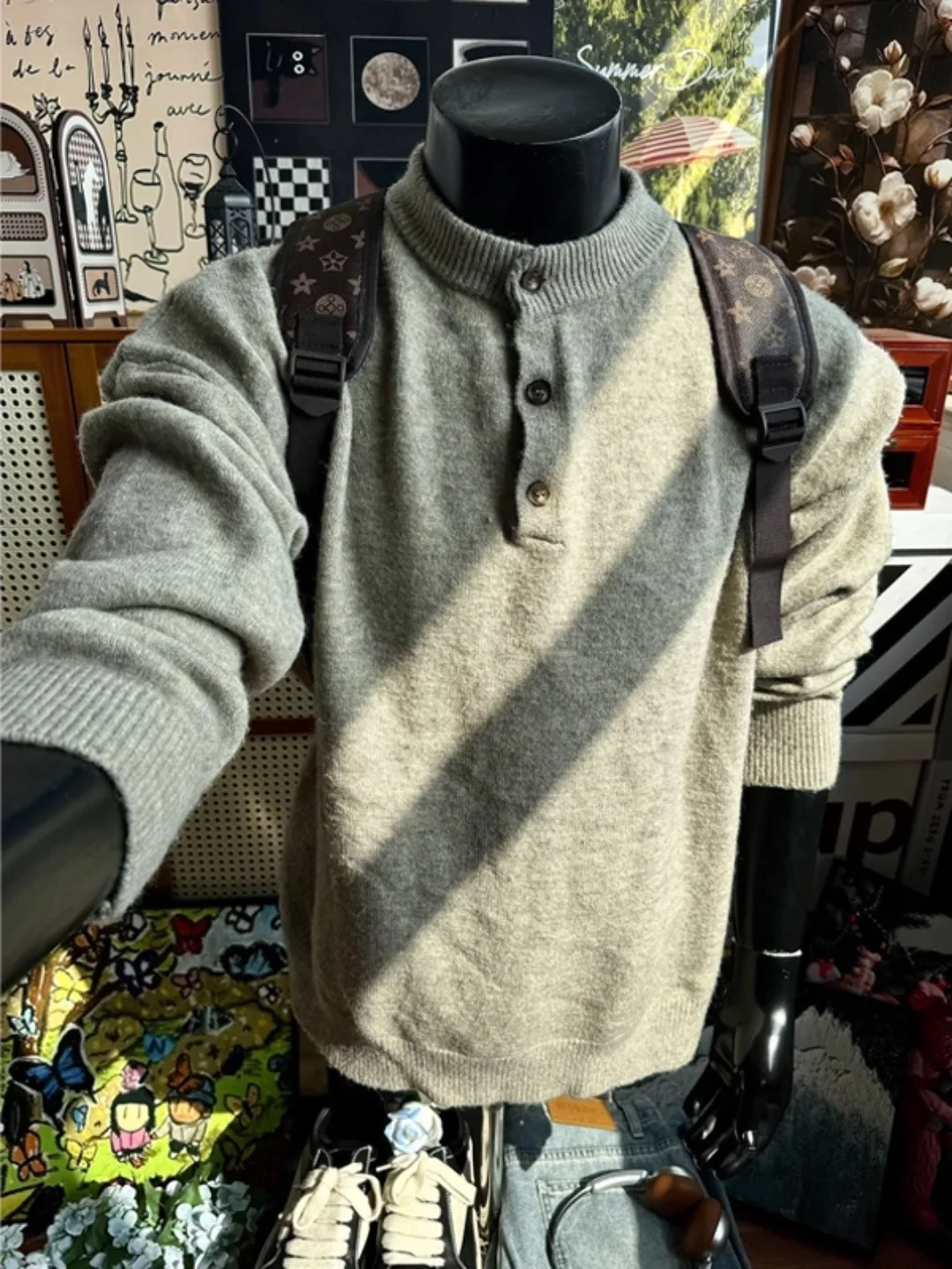 American Retro Henry Collar Men's Sweater Autumn Lazy Sle Soft Knitted irt High-End Feelings Overhead Coat Casual Faion
American Retro Henry Collar Men's Sweater Autumn Lazy Sle Soft Knitted irt High-End Feelings Overhead Coat Casual Faion