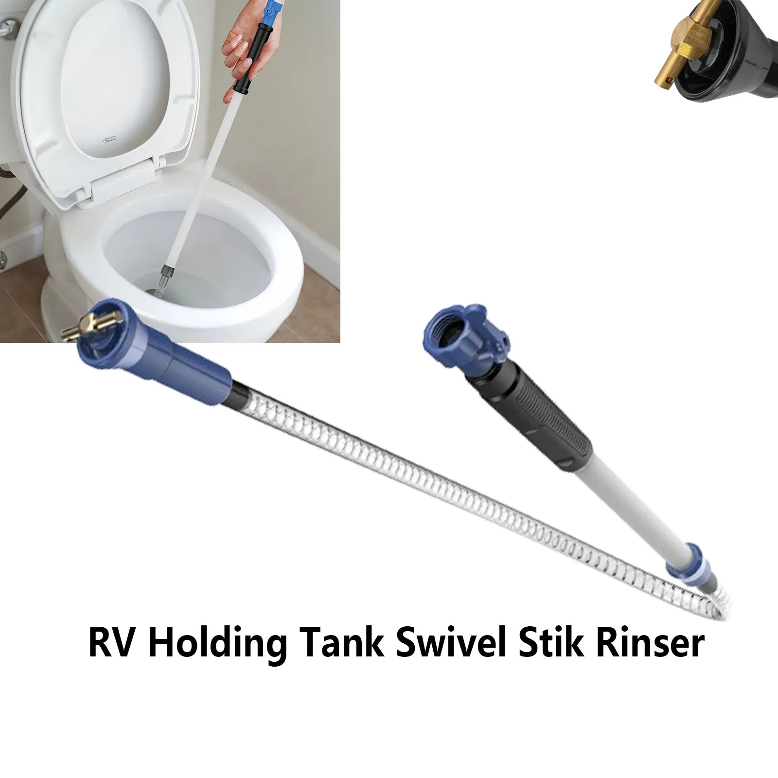 RV Caravan Waste Tank Cleaning Wand, 47" Flexible Rotary Rinser With Powerful Cleaning Action & Shutoff Valve
RV Caravan Waste Tank Cleaning Wand, 47" Flexible Rotary Rinser With Powerful Cleaning Action & Shutoff Valve