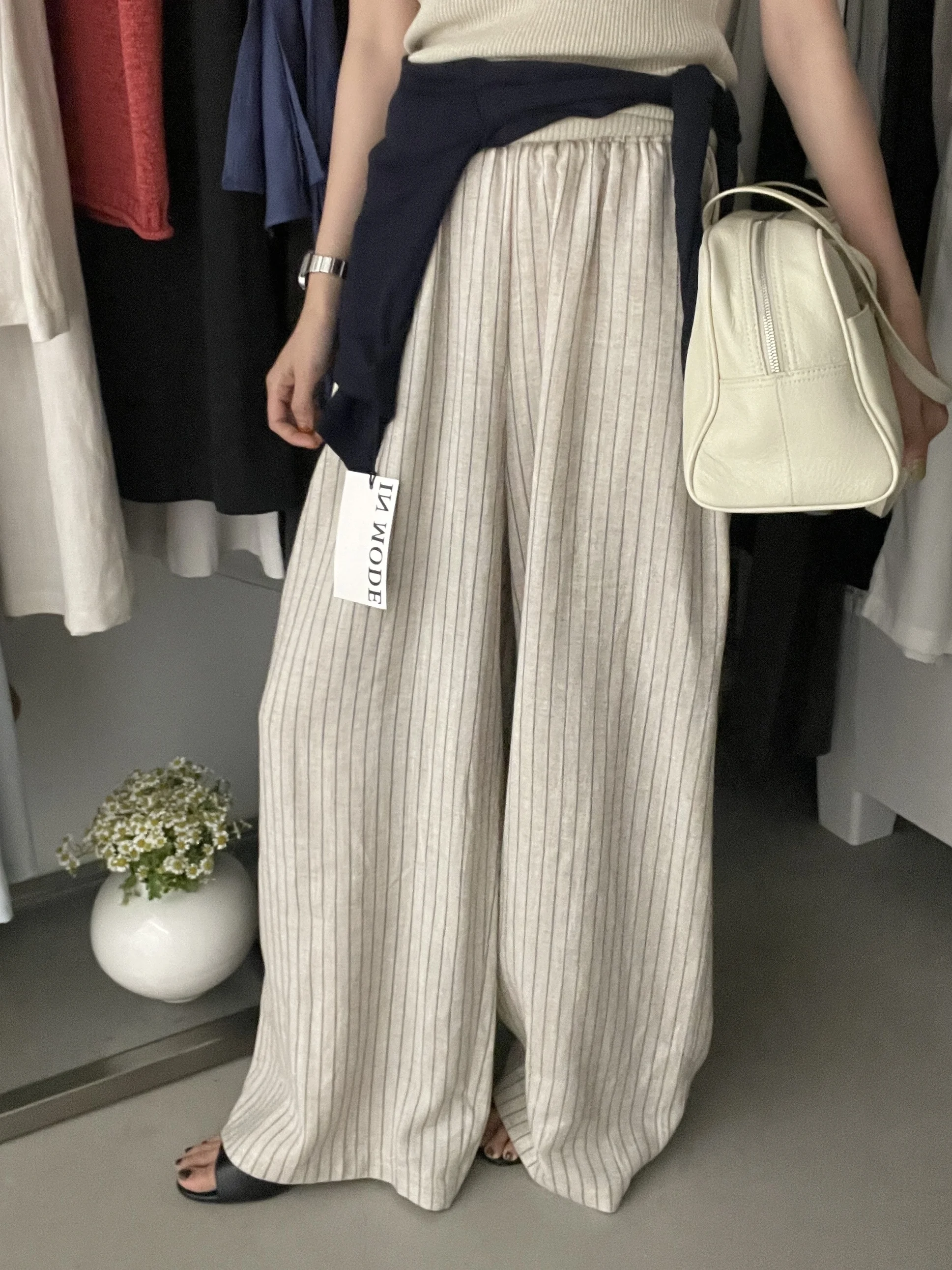 Chic Casual Wide Leg Pants Linen Drapey Waist Breathable Slimming Straight Cut Long Trousers Striped Pattern Comfortable Fit
Chic Casual Wide Leg Pants Linen Drapey Waist Breathable Slimming Straight Cut Long Trousers Striped Pattern Comfortable Fit