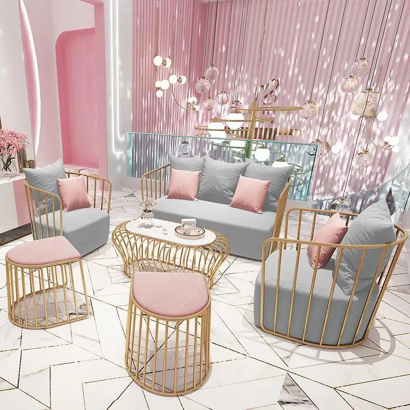 Custom. Light Luxury Sofa Internet Celebrity Style INS Nordic Gold Iron Art Milk Tea Shop Beauty Salon Clothing Store Simple Sma
Custom. Light Luxury Sofa Internet Celebrity Style INS Nordic Gold Iron Art Milk Tea Shop Beauty Salon Clothing Store Simple Sma