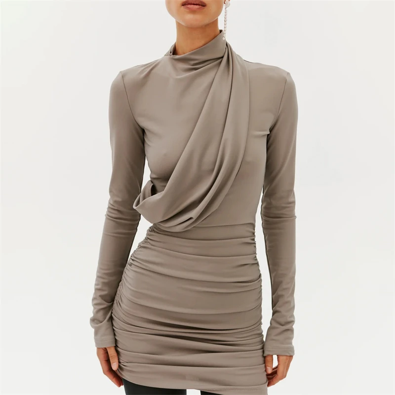 Spring/summer new women's semi-high-neckCotton pleated long-sleeved dress y2k high-qualityFashion elastic slim-fit banquet dress
Spring/summer new women's semi-high-neckCotton pleated long-sleeved dress y2k high-qualityFashion elastic slim-fit banquet dress