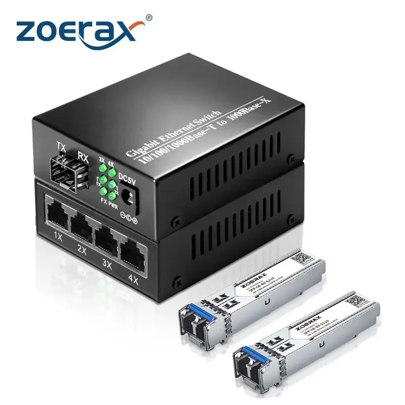 ZoeRax 1.25G SC Single-mode Module SFP Transceiver Gigabit Fiber Media Converter 1 Optical 4 RJ45 Widely Compatible
ZoeRax 1.25G SC Single-mode Module SFP Transceiver Gigabit Fiber Media Converter 1 Optical 4 RJ45 Widely Compatible