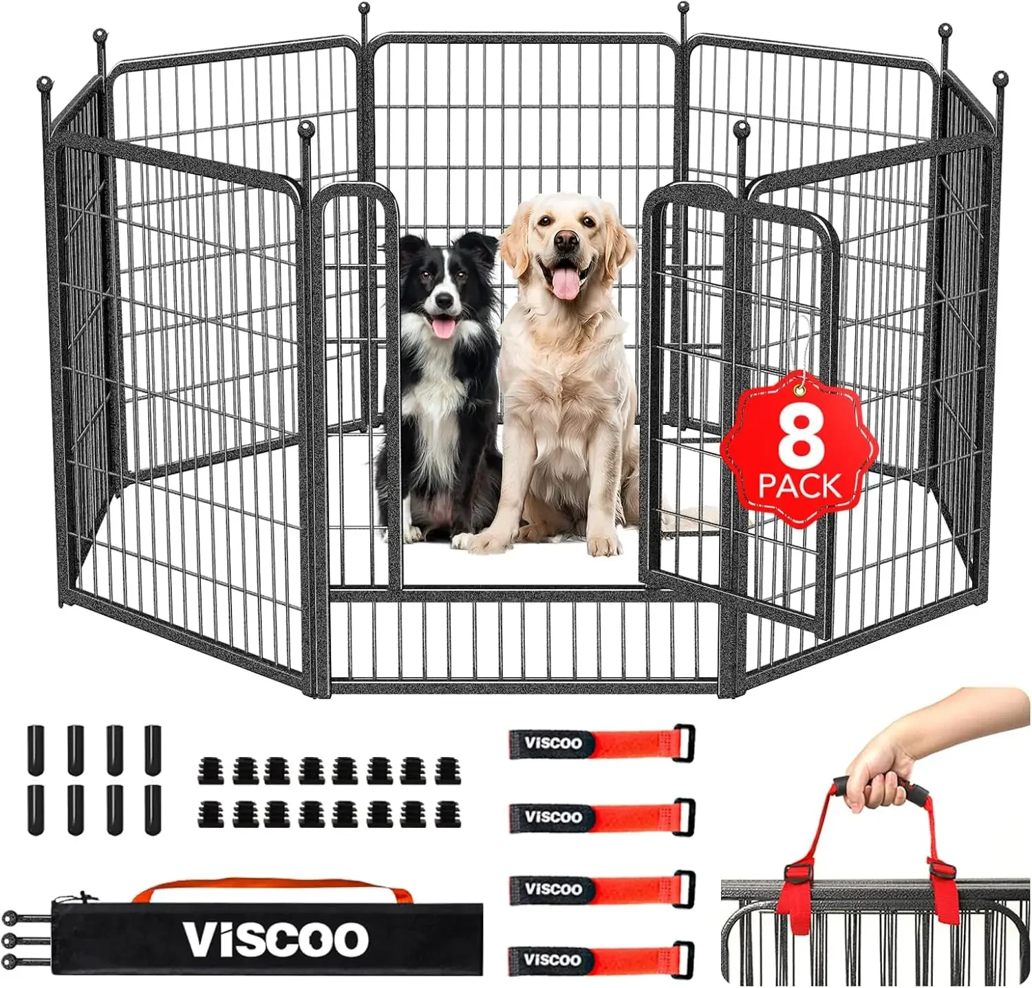 Dog Playpen Outdoor, 8 Panels 40" High Heavy Duty Metal Dog Pen, Pet Fence for Large/Medium/Small Dogs, with Doors Foldable Meta
Dog Playpen Outdoor, 8 Panels 40" High Heavy Duty Metal Dog Pen, Pet Fence for Large/Medium/Small Dogs, with Doors Foldable Meta