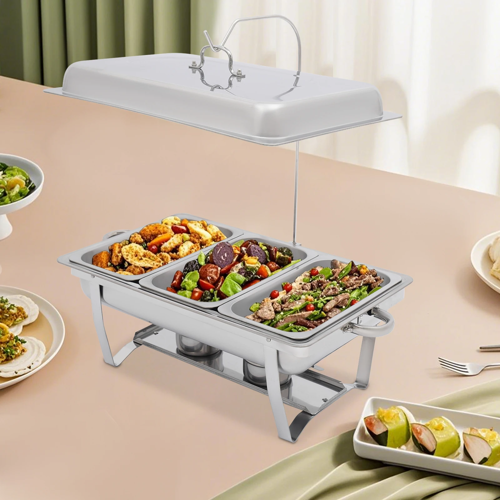 Silver Stainless Steel Chafing Dish for Buffet, 3 Food Pans Buffet Warmer Set for Parties Weddings Catering Buffet,Countertop
Silver Stainless Steel Chafing Dish for Buffet, 3 Food Pans Buffet Warmer Set for Parties Weddings Catering Buffet,Countertop