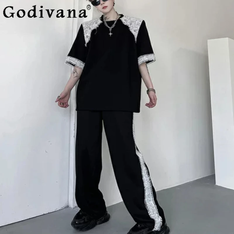 Summer New Round Neck Loose Short Sleeve T-shirt Men's Chic Tassel Elegant Handsome Trousers Fashion Leisure Two-piece Sets
Summer New Round Neck Loose Short Sleeve T-shirt Men's Chic Tassel Elegant Handsome Trousers Fashion Leisure Two-piece Sets