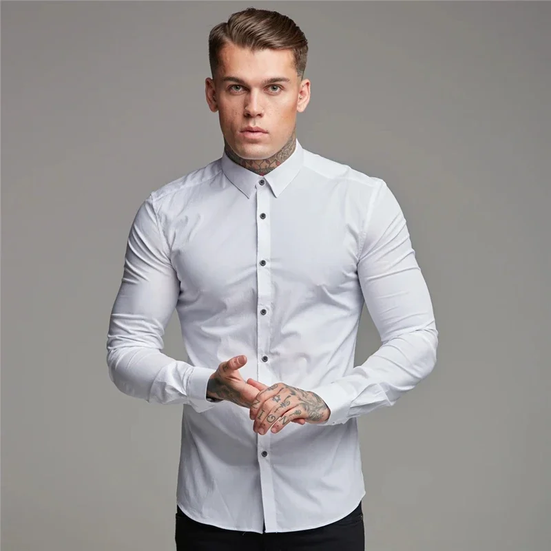 Autumn Fashion Long Sleeve Shirt Men Spring Super Slim Fit Casual Social Business Dress Shirt Men Gym Fitness Sports Clothing
Autumn Fashion Long Sleeve Shirt Men Spring Super Slim Fit Casual Social Business Dress Shirt Men Gym Fitness Sports Clothing