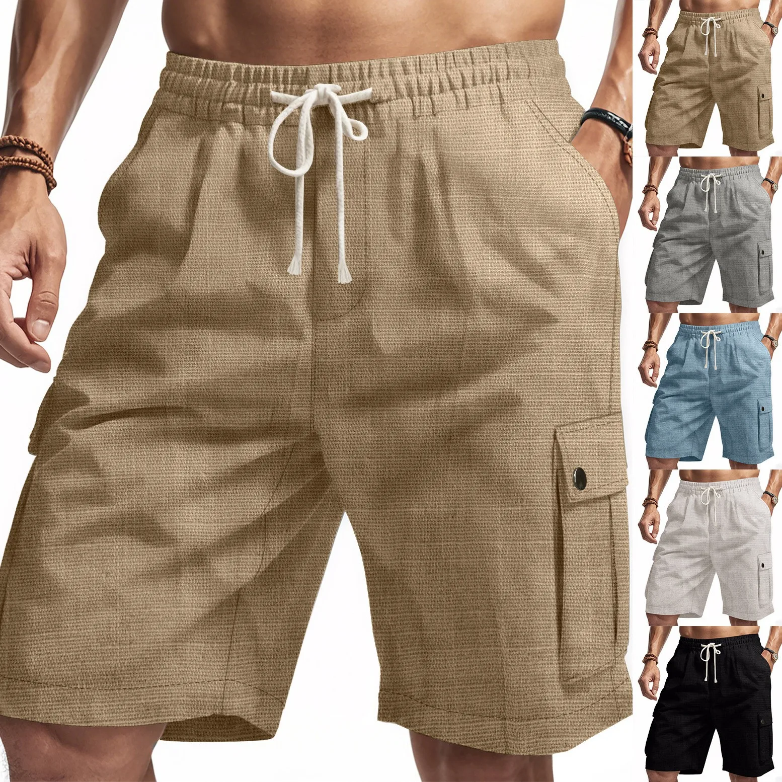Men Cargo Shorts Summer Drawstring Waist Tactical Shorts Beige Flap Pocket Work Shorts Gray Utility Shorts Light Blue Solid
Men Cargo Shorts Summer Drawstring Waist Tactical Shorts Beige Flap Pocket Work Shorts Gray Utility Shorts Light Blue Solid