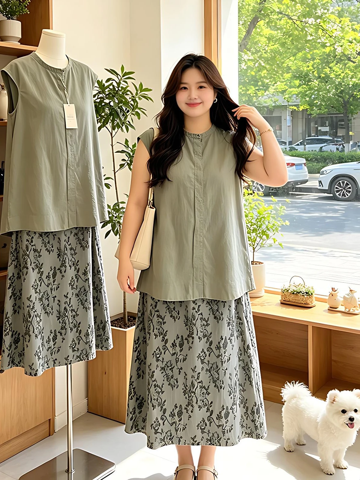Floral Print Midi Sleeveless Top And Skirt Set plus Size Women's Summer New Korean Style Slimming Two-Piece Ensemble
Floral Print Midi Sleeveless Top And Skirt Set plus Size Women's Summer New Korean Style Slimming Two-Piece Ensemble