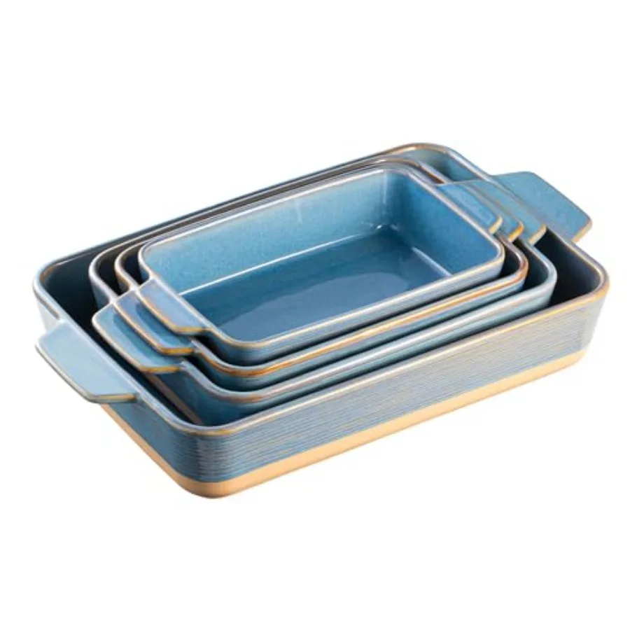 Casserole Dishes for Oven Baking Dishes Ceramic Bakeware Sets of 4 Rectangular Baking Pan Set with Handles for Baking Casserole
Casserole Dishes for Oven Baking Dishes Ceramic Bakeware Sets of 4 Rectangular Baking Pan Set with Handles for Baking Casserole