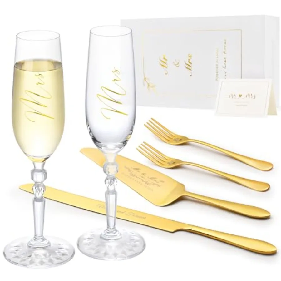 Wedding Cake Cutting Set with Forks Classical Style Crystal Champagne Flutes Toasting Glasses for Bride and Groom Wedding Gifts
Wedding Cake Cutting Set with Forks Classical Style Crystal Champagne Flutes Toasting Glasses for Bride and Groom Wedding Gifts