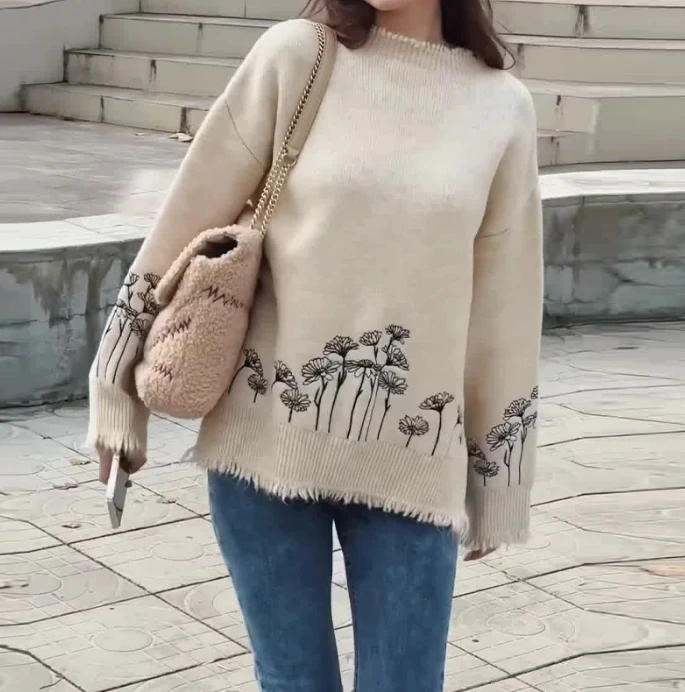 Women's Round Neck Fashion Printed Loose Casual Sweater Female Casual Clothes New Winter Woman Long Sleeved Knitted Pullovers
Women's Round Neck Fashion Printed Loose Casual Sweater Female Casual Clothes New Winter Woman Long Sleeved Knitted Pullovers