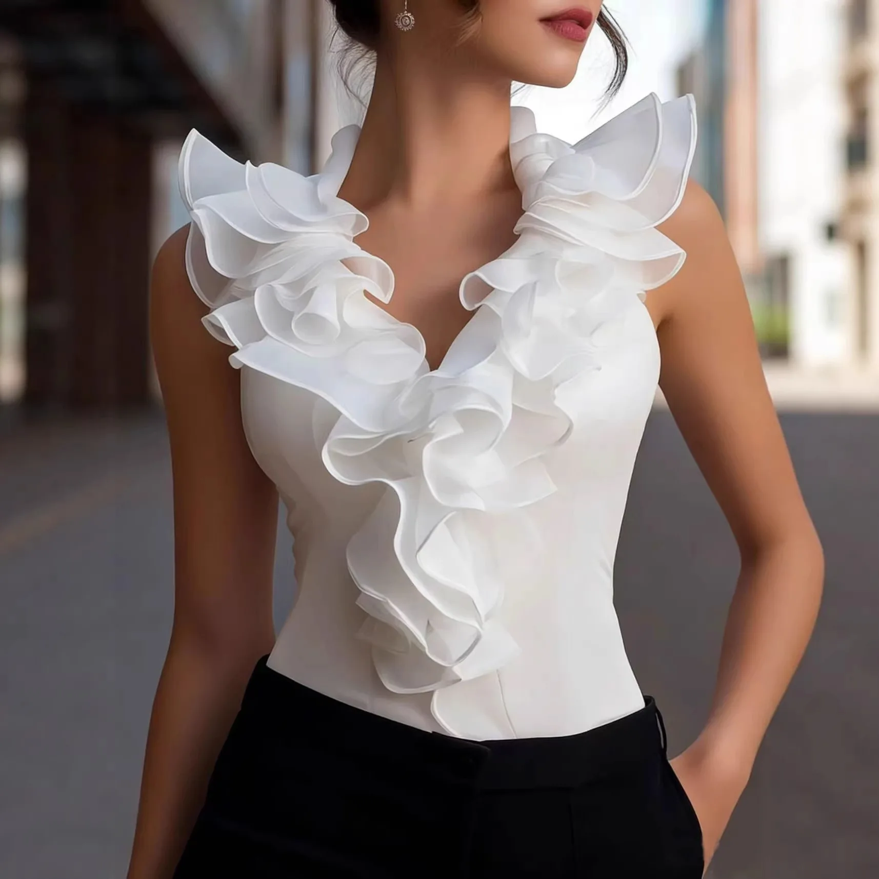 Summer New Fashion Lotus Leaf Lace Women Irregular Versatile Shirt Simple Solid Color Female Tops
Summer New Fashion Lotus Leaf Lace Women Irregular Versatile Shirt Simple Solid Color Female Tops