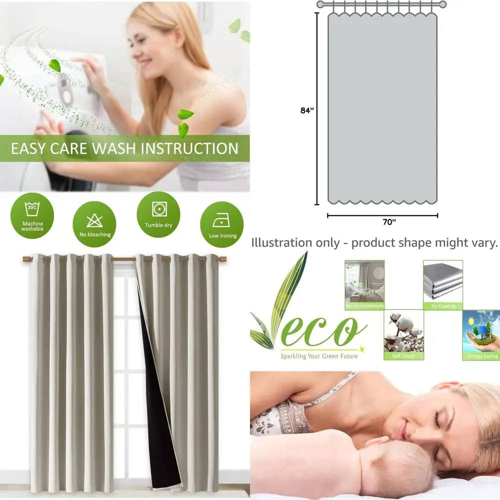 Thermal Insulated Blackout Curtains, 84 Length, Natural, 2-Pack, 70 Wide Each
Thermal Insulated Blackout Curtains, 84 Length, Natural, 2-Pack, 70 Wide Each
