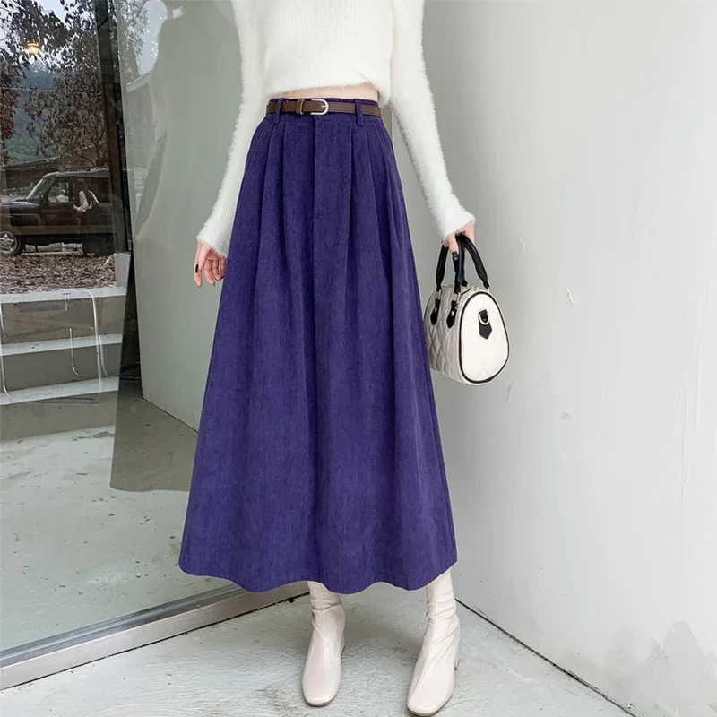 Vintage Corduroy Pleated Skirt Women 2024 Autumn Winter All-match Belt Pockets A Line High Waist Midi Long Skirt Female Z369
Vintage Corduroy Pleated Skirt Women 2024 Autumn Winter All-match Belt Pockets A Line High Waist Midi Long Skirt Female Z369