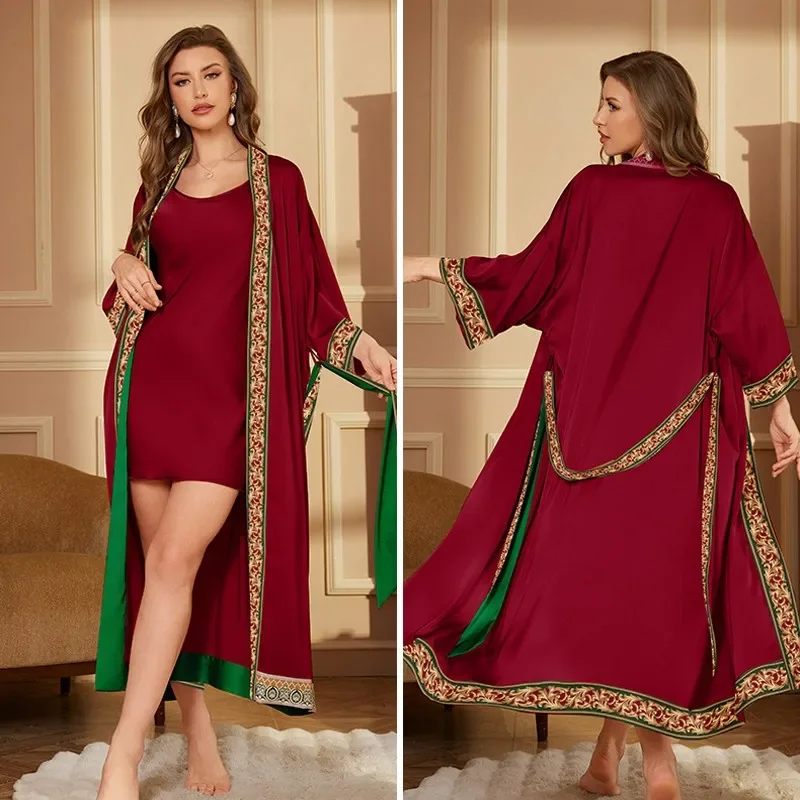 Luxury Wedding Robe Long Dresings Gown Kimono Bathrobe Sleepwear Casual Women Homewear Silky Satin Nightgown Christmas Gift
Luxury Wedding Robe Long Dresings Gown Kimono Bathrobe Sleepwear Casual Women Homewear Silky Satin Nightgown Christmas Gift