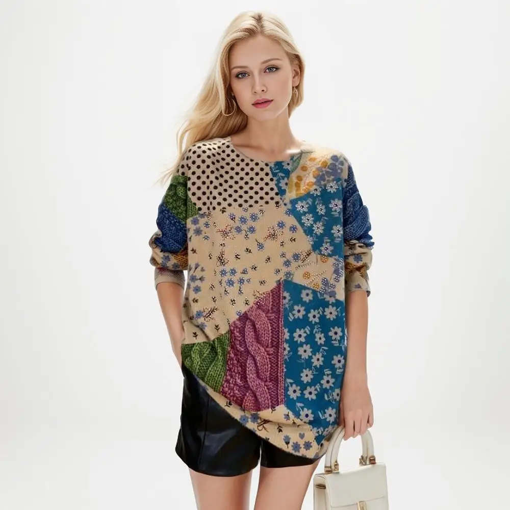 2024 Plus Size Sweaters Pullover Autumn Oversize Women Pattern Printing Sweaters Full Sleeve Knitting Loose Sweater
2024 Plus Size Sweaters Pullover Autumn Oversize Women Pattern Printing Sweaters Full Sleeve Knitting Loose Sweater