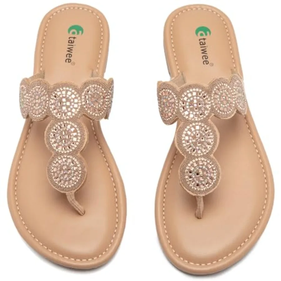 Ataiwee Women's Bohemian Bling Flat Slide Sandals - Casual Summer Thong Sandals with Rhinestone Decor, Rubber Sole, Lightweight
Ataiwee Women's Bohemian Bling Flat Slide Sandals - Casual Summer Thong Sandals with Rhinestone Decor, Rubber Sole, Lightweight