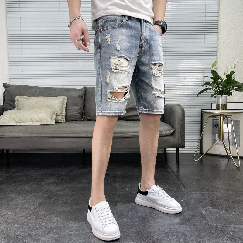 Men's Summer Fashion High Street Distressed Denim Shorts Stretch Elastic Mid Length Loose Casual Five Points
Men's Summer Fashion High Street Distressed Denim Shorts Stretch Elastic Mid Length Loose Casual Five Points