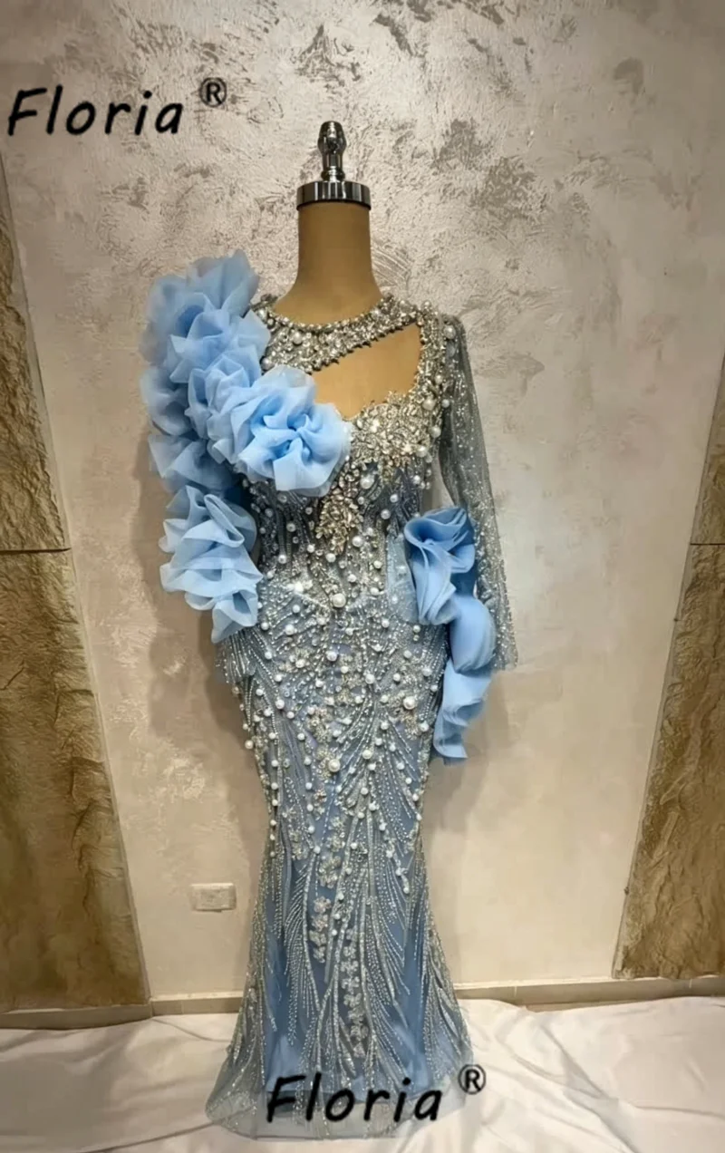 Elegant Blue Pearls Mermaid Evening Dresses Ruffle Crystals Wedding Party Beads Celebrity Red Carpet Dress Robes de soiree 2026
Elegant Blue Pearls Mermaid Evening Dresses Ruffle Crystals Wedding Party Beads Celebrity Red Carpet Dress Robes de soiree 2026
