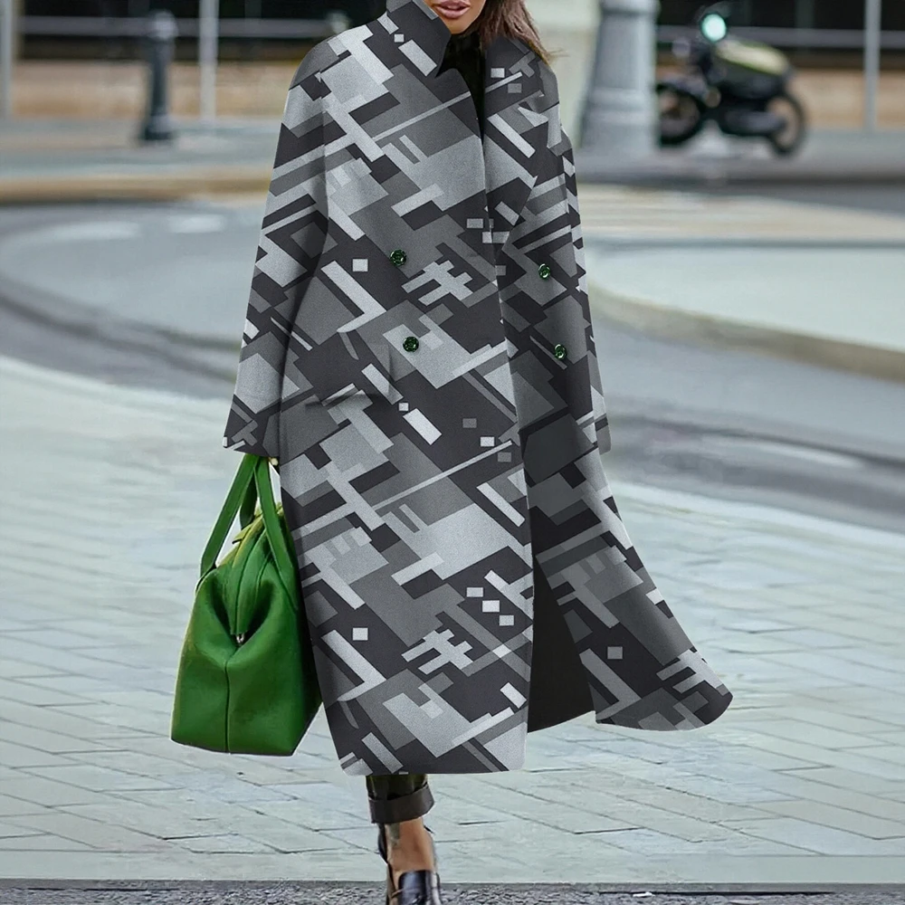 Women's Winter Long Jacket Buttoned Lapel Contrast Color Office Coat Fashion Decent Ladies Outerwear
Women's Winter Long Jacket Buttoned Lapel Contrast Color Office Coat Fashion Decent Ladies Outerwear