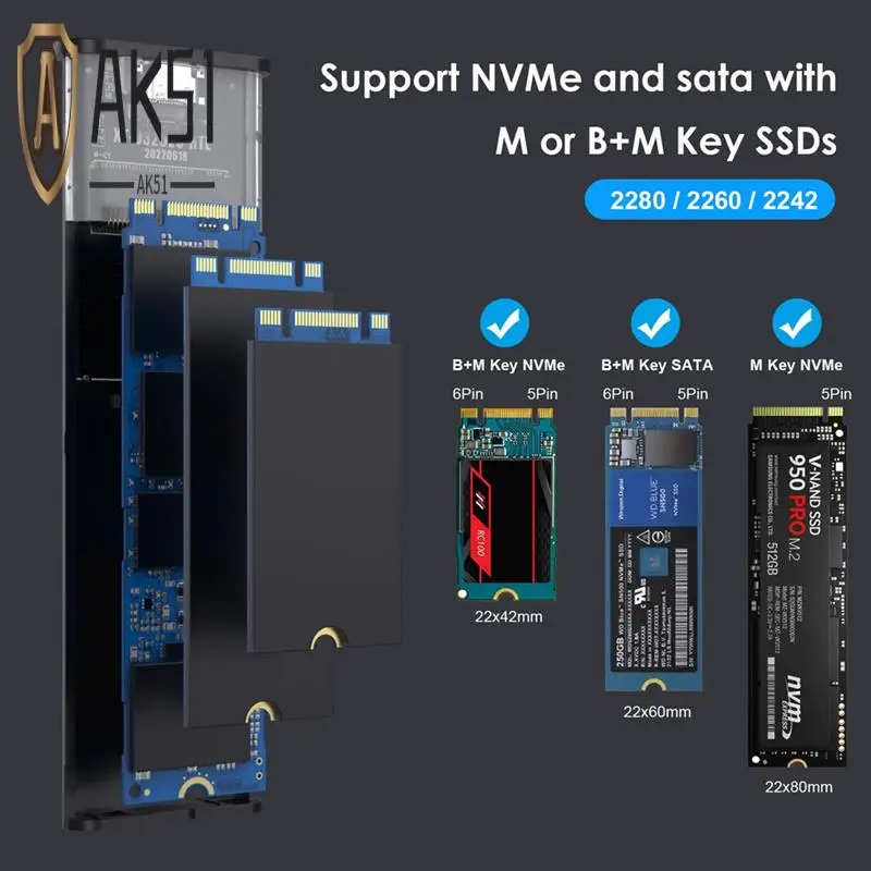 AK51-M2 SSD-корпус NVME SATA Dual Protocol M.2 to USB Type C 3.1 SSD-адаптер для NVME PCIE NGFF SATA SSD-диск M.2 SSD Case
AK51-M2 SSD-корпус NVME SATA Dual Protocol M.2 to USB Type C 3.1 SSD-адаптер для NVME PCIE NGFF SATA SSD-диск M.2 SSD Case