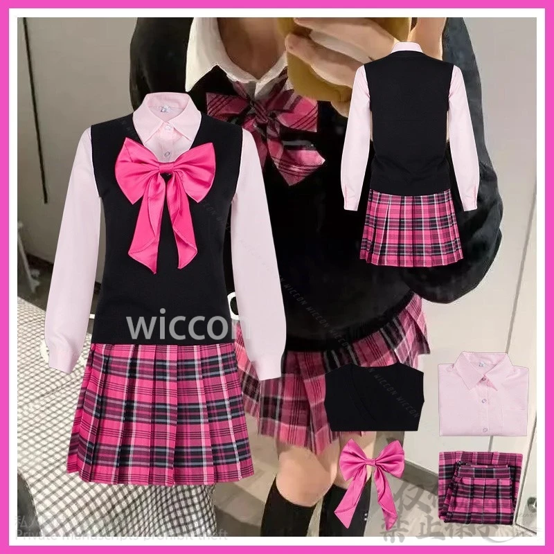 Anime Jirai Kei Girls Cosplay Japanese Kawaii JK School Dress Hot Pink Sweet Cheerleader Costumes Preppy Style Skirts Customized
Anime Jirai Kei Girls Cosplay Japanese Kawaii JK School Dress Hot Pink Sweet Cheerleader Costumes Preppy Style Skirts Customized