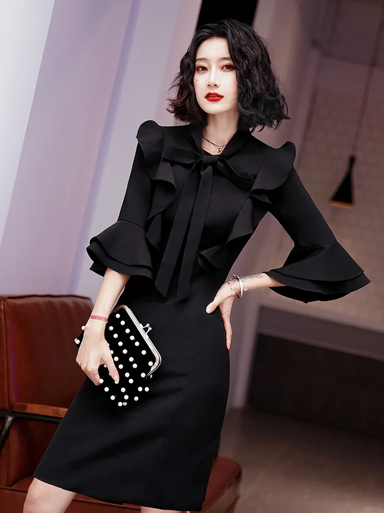 Ele Bla Evening Dr Hepburn Sle Women's Fro Skirt ort Length Slim Fit Korean Sle with Bell Sves for Par ...
Ele Bla Evening Dr Hepburn Sle Women's Fro Skirt ort Length Slim Fit Korean Sle with Bell Sves for Par ...