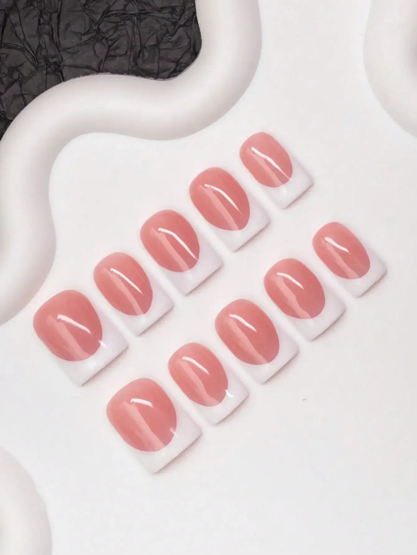 10pcs/Set Handmade Square Nail Tips, Y2K Baddie Style, Nude & White Color With French Tip Design, Suitable For Women & Girls, In
10pcs/Set Handmade Square Nail Tips, Y2K Baddie Style, Nude & White Color With French Tip Design, Suitable For Women & Girls, In