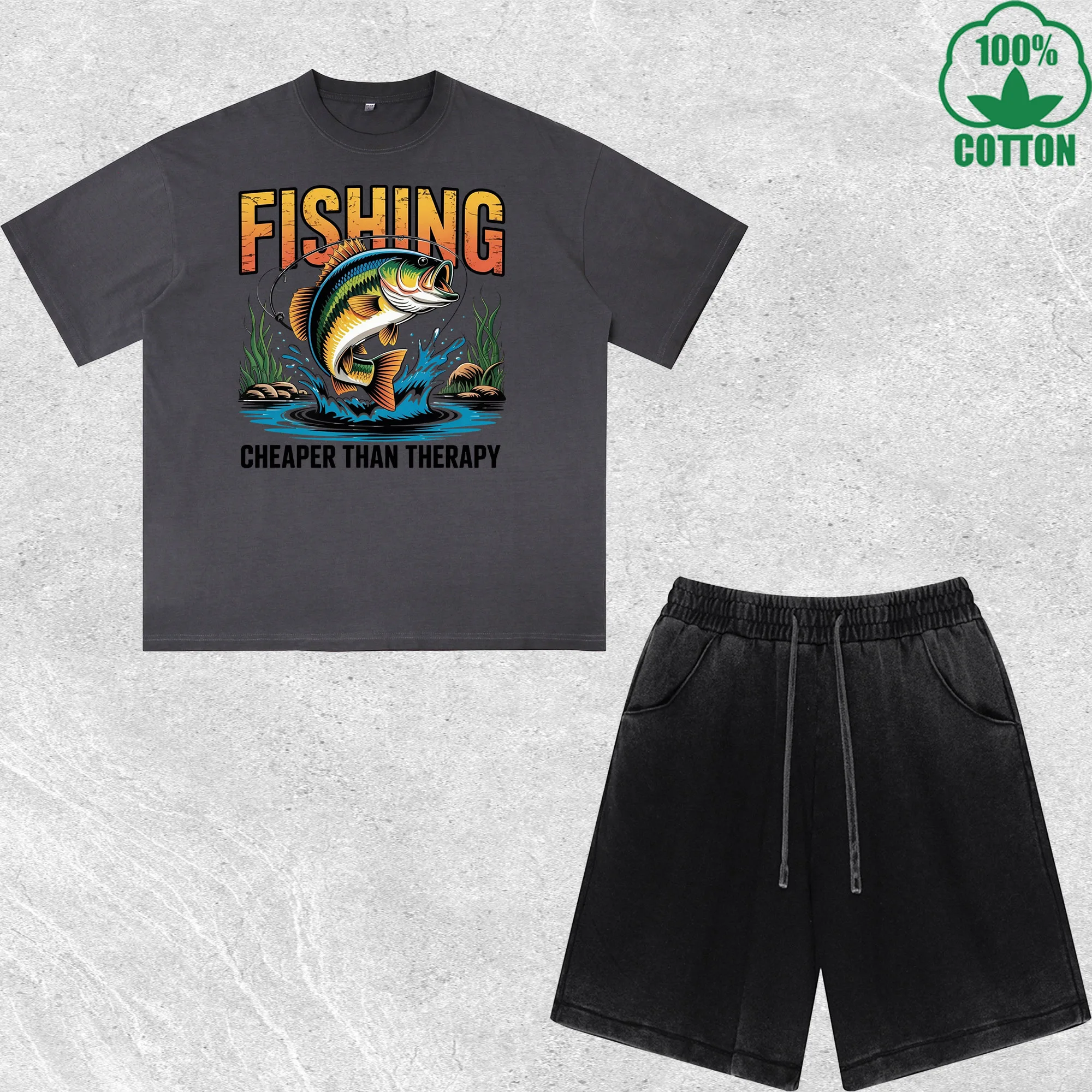 Fishing Chance Printed Dirty Wash T-Shirt Shorts Set Multicolor Combo Loose Trendy Fashionable 100%Cotton
Fishing Chance Printed Dirty Wash T-Shirt Shorts Set Multicolor Combo Loose Trendy Fashionable 100%Cotton