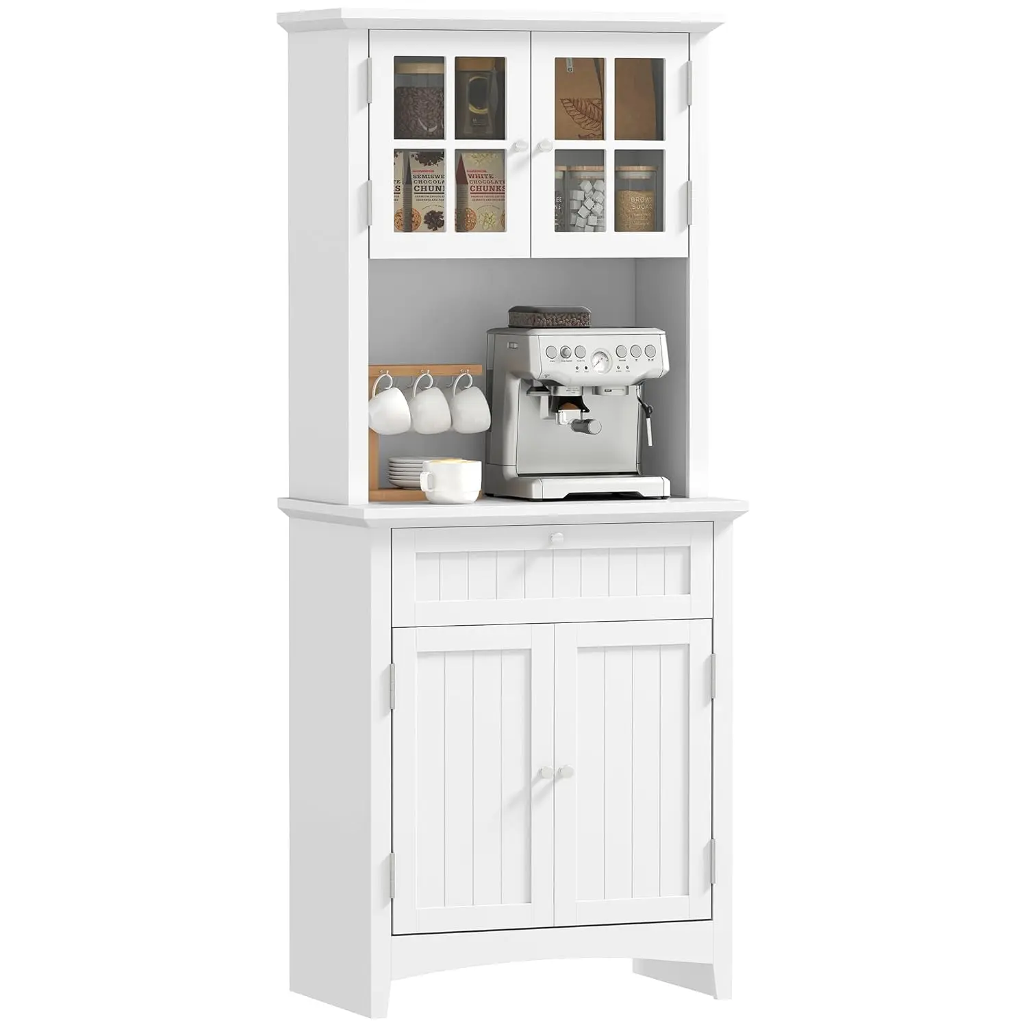 #Elegant Buffet with Hutch, Kitchen Pantry Storage Cabinet with Framed Glass Door Drawer and Microwave Space for, Customized
#Elegant Buffet with Hutch, Kitchen Pantry Storage Cabinet with Framed Glass Door Drawer and Microwave Space for, Customized