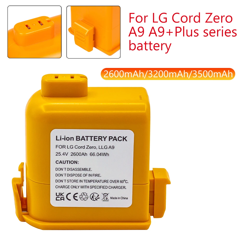 25.4V 3500mAh For LG Cord Zero A9/A9+/PLUS A905M A907GMS A9 MAX A9MASTER2X A958/SK/SA Series EAC63758601 EAC63382208 Battery
25.4V 3500mAh For LG Cord Zero A9/A9+/PLUS A905M A907GMS A9 MAX A9MASTER2X A958/SK/SA Series EAC63758601 EAC63382208 Battery